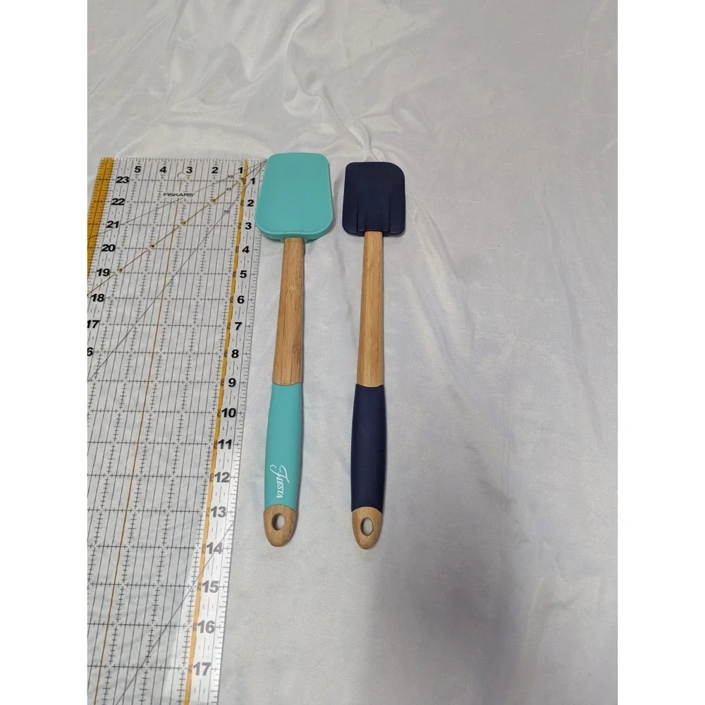 Fiesta Bamboo Silicone Spatula Set Of 2 Rubber Grip 14